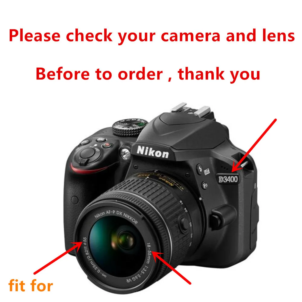 2X 55mm Copriobiettivo Anteriore Coperchio Per Nikon D5600 D3500 D3400 con AF-P 18-55mm Obiettivo 