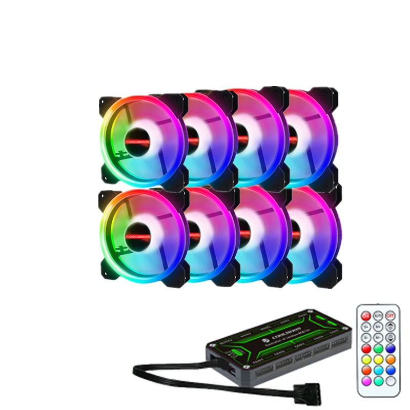RGB Case Fan 12cm Color Changing Computer Inner and Outer Dual Aperture