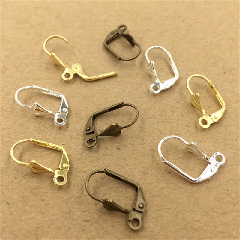 10mm 17mm Copper Ear Hook Clasp Earring Wires Silver Antique Bronze Original Brass DIY Jewelry Accessories