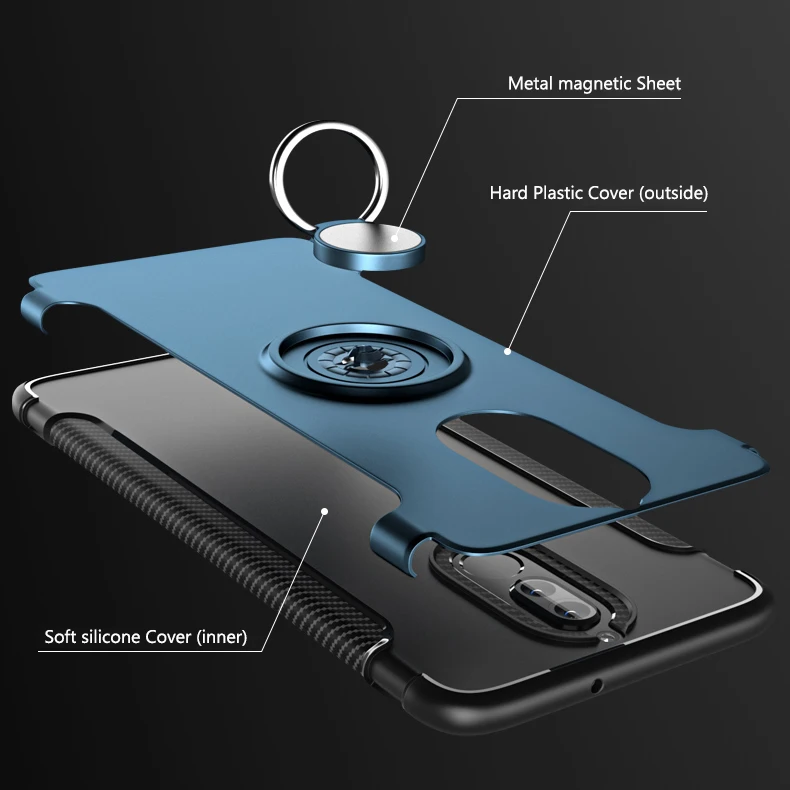 For-Huawei-Mate-10-Lite-Case-Car-Holder-Stand-Magnetic-Suction-Bracket-Finger-Ring-TPU-PC(1)
