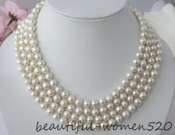

Z2501 long 70" 8mm round white freshwater pearl necklace