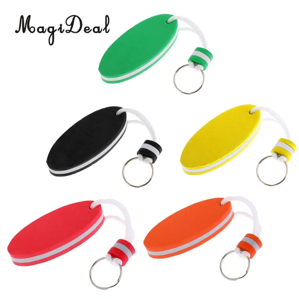 MagiDeal 5 Pieces Oval Shaped EVA Foam Floating Key Ring Boat Keychain for Marine Fishing Rafting Canoeing Sailing Accessories