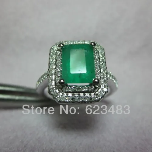 

Fine Jewelry 1Diamond65ct Natural Emerald Solid 14kt White Gold Engagement RING