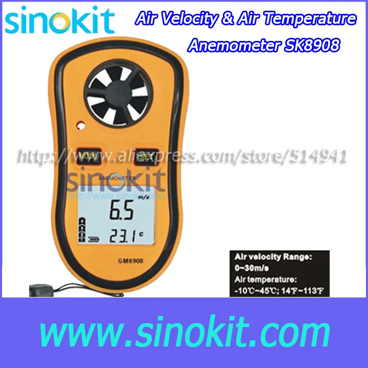 

Wholesales Mini Air air velocity and air temperature Anemometer Meter SK8908