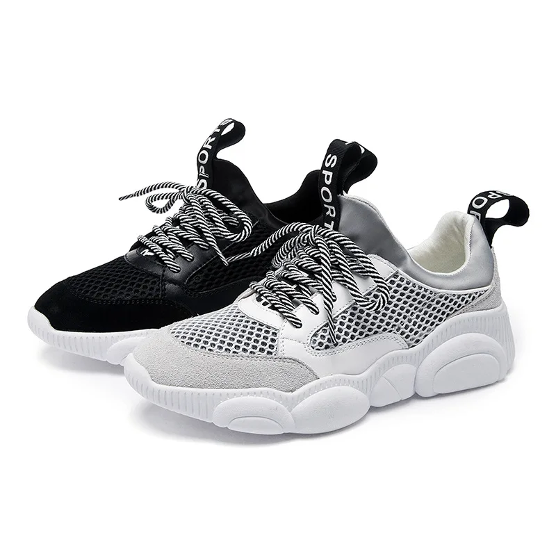 

Fashion spring new casual lace leather mesh face wild low to help women's shoes cute bear shoes