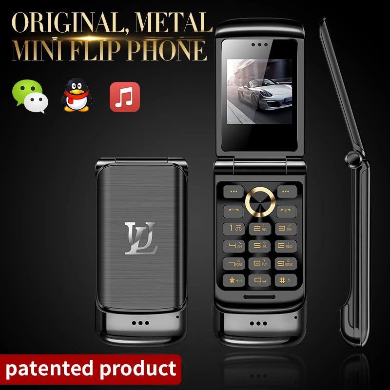 Роскошный металлический телефон раскладушка Ulcool V9 супер мини Чехол-книжка для мобильного телефона с 1,54 дюймов FM MP3 набиратель номера через Bluetooth Анти-потерянный сотовый телефон