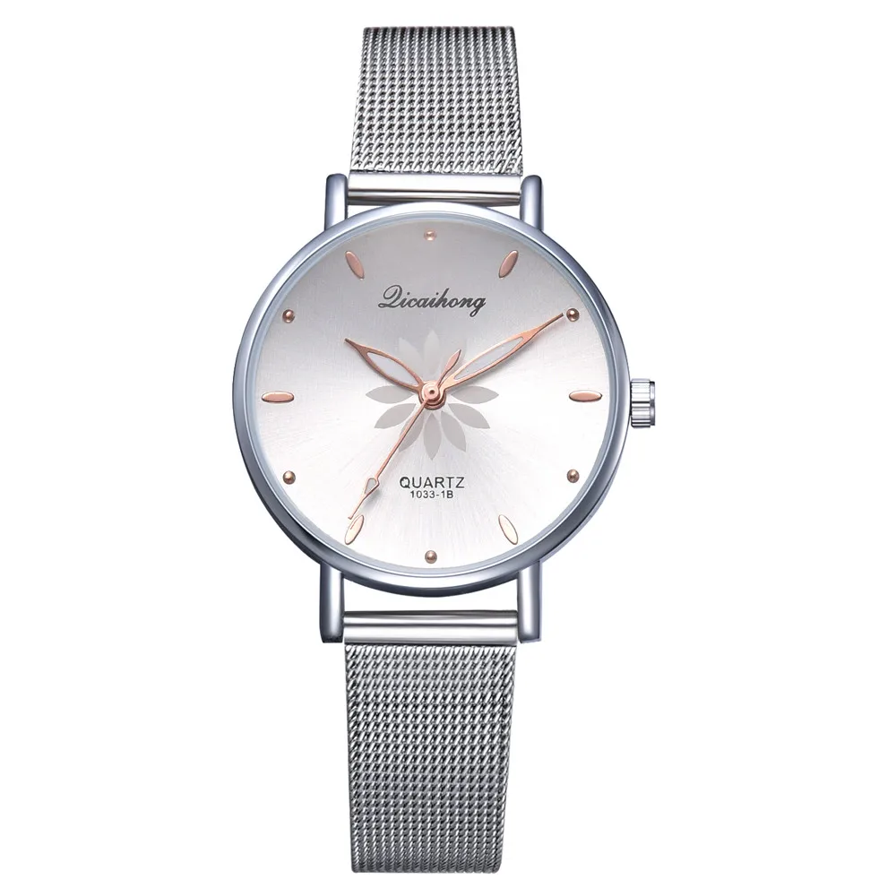 

Women Vintage Minimalist Silver Mesh Stainless Steel Watches Elegant Quartz Fashion Watch Pattern Bracelet Casual WristWatch 533