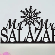 Акриловое сердце Свадебный Торт Топперы Снежинка MR-MRS пары на заказ Жених невесты имя помолвка прием гостей в доме невесты украшения