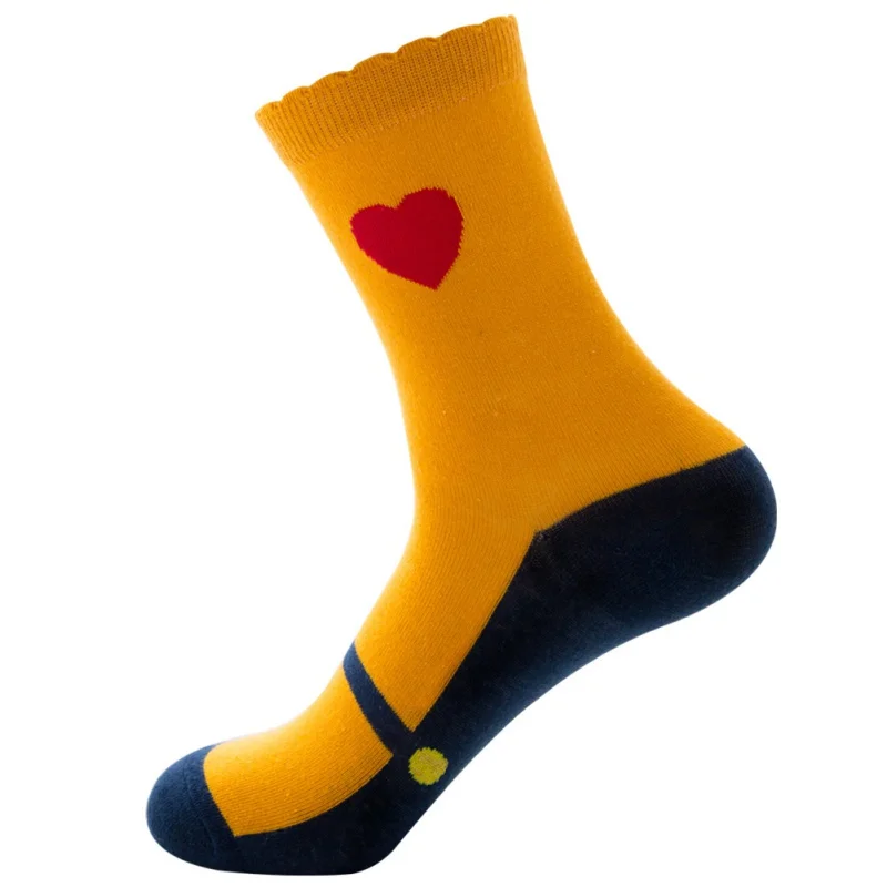 Рождественские спортивные носки из чистого хлопка с рисунком осенние зимние очаровательные женские трубчатые носки с оленем - Цвет: Цвет: желтый
