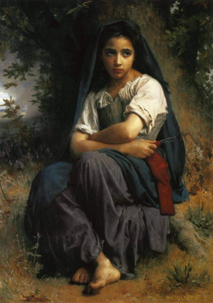 

Handmade Oil painting reproduction The Little Knitter by William Bouguereau