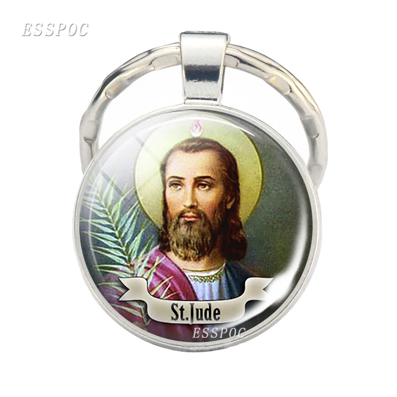Christian Saint фото стеклянный брелок с кабошоном металлический религиозная Бижутерия