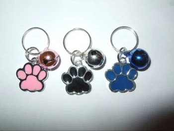 

50pcs Fashion Jewelry Drip Glaze Dog Paw Print&Mix Bell Charm Anti-Theft Keychain DIY Fit Key Circle Accessories Free Gift