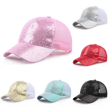 Блестящая сетчатая бейсболка женская бейсболка для папы Кепка-Бейсболка Летняя шляпа Женская Регулируемая дышащая хип хоп шляпа BA23