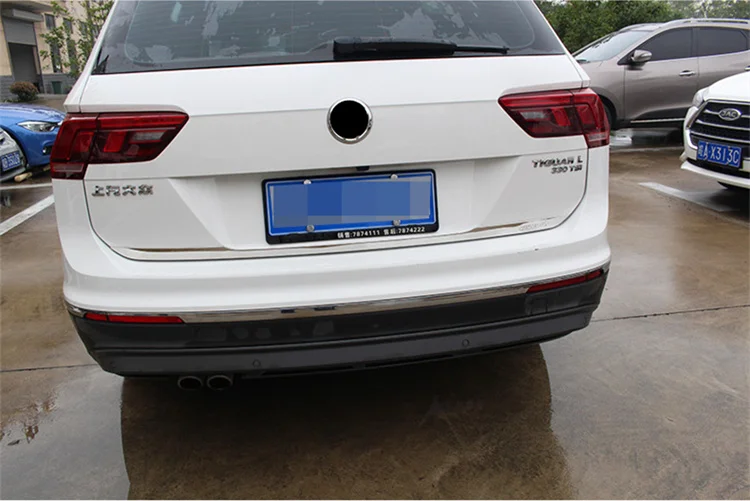 Skup Ze stali nierdzewnej tylny ogon pokrywa bagażnika Molding pokrywa zgrabna akcesoria car styling dla 2016 2017 2018 Volkswagen VW Tiguan mk2