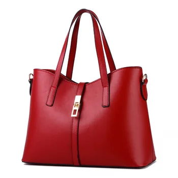 

Red PU Women Handbag Simple Office Lady Shoulder Bag Crossbody Messenger Zipper