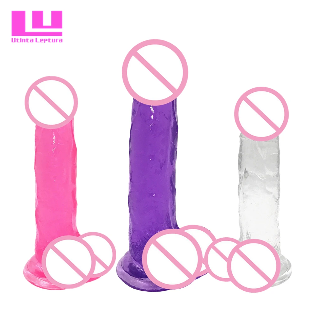 Sex toys, Crystal jelly dildo, realistic sex toys for women, male artificial penis, suction cup strap on dick, 5 Colors 3 Size