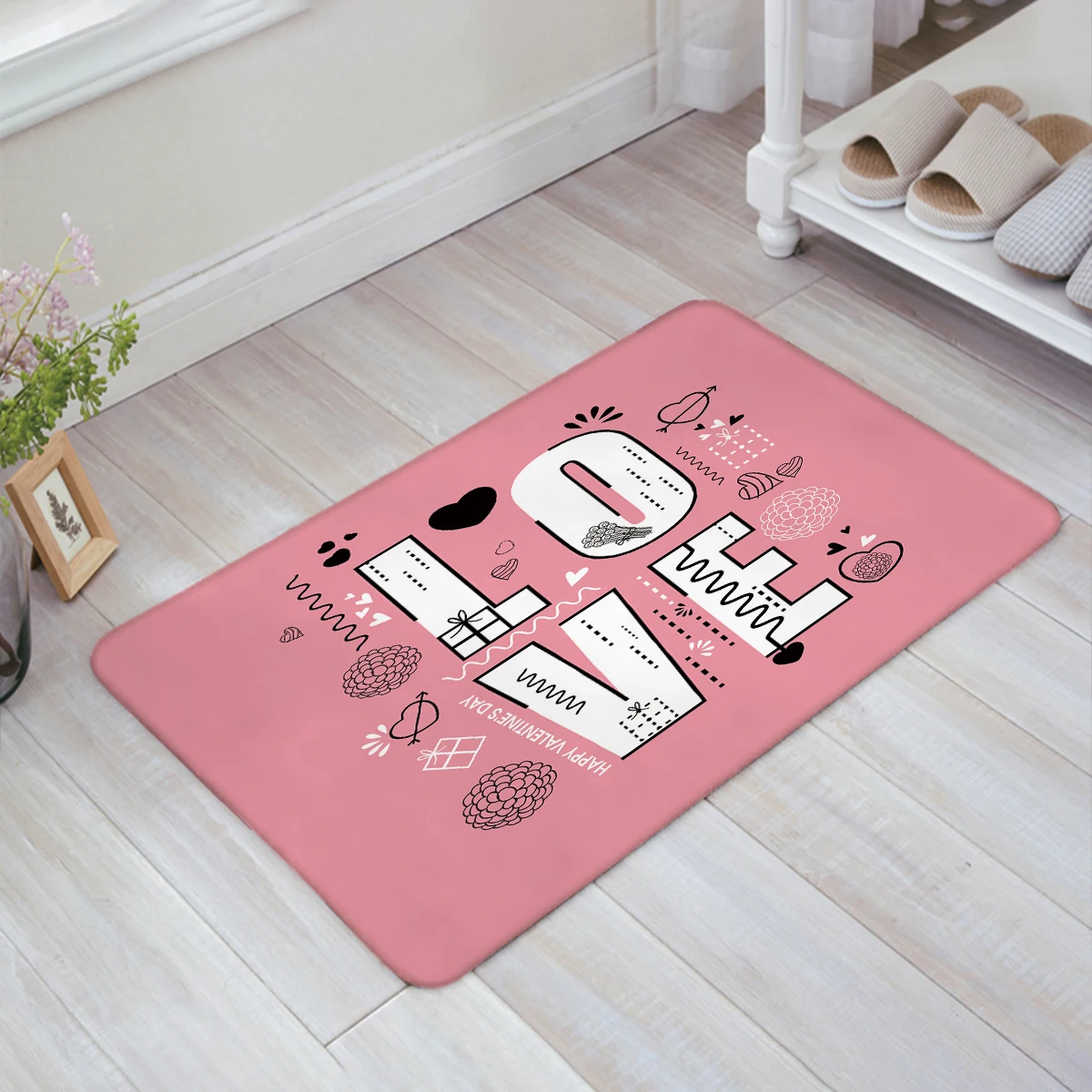CHARMHOME Happy Valentine's Day Floor Mat Love Doormat Carpet Non Slip