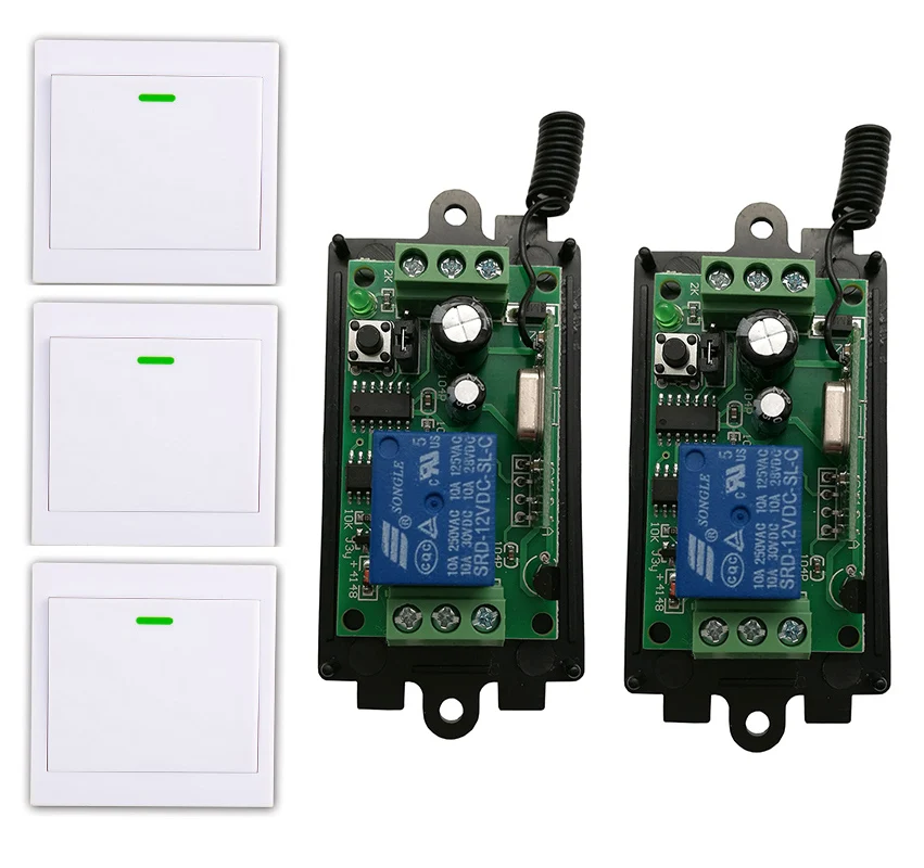 

DC 9V 12V 24V 1 CH 1CH RF Wireless Remote Control Switch Relay Receiver +86 Wall Panel Remote Transmitter ,315/433.92 MHZ