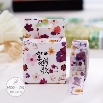 

1.5cm Wide Purple Flowers Washi Tape Adhesive Tape DIY Scrapbooking Sticker Label Masking Tape