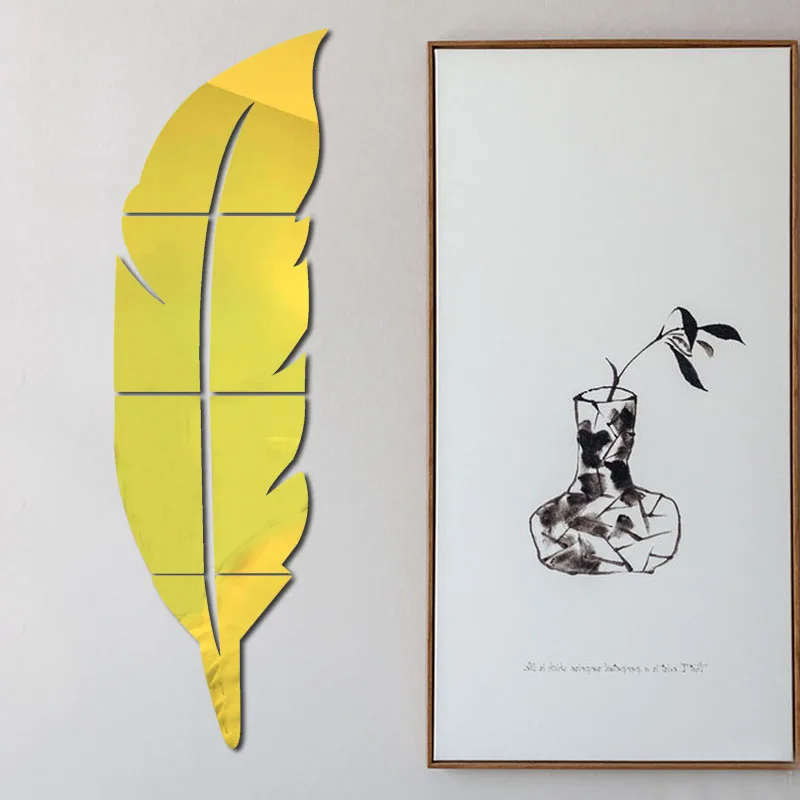 120CM x 30CM grande pluma acrílico espejo decoración del hogar espejo autoadhesivo DIY 3D hogar pegatina vida murales de pared para habitación