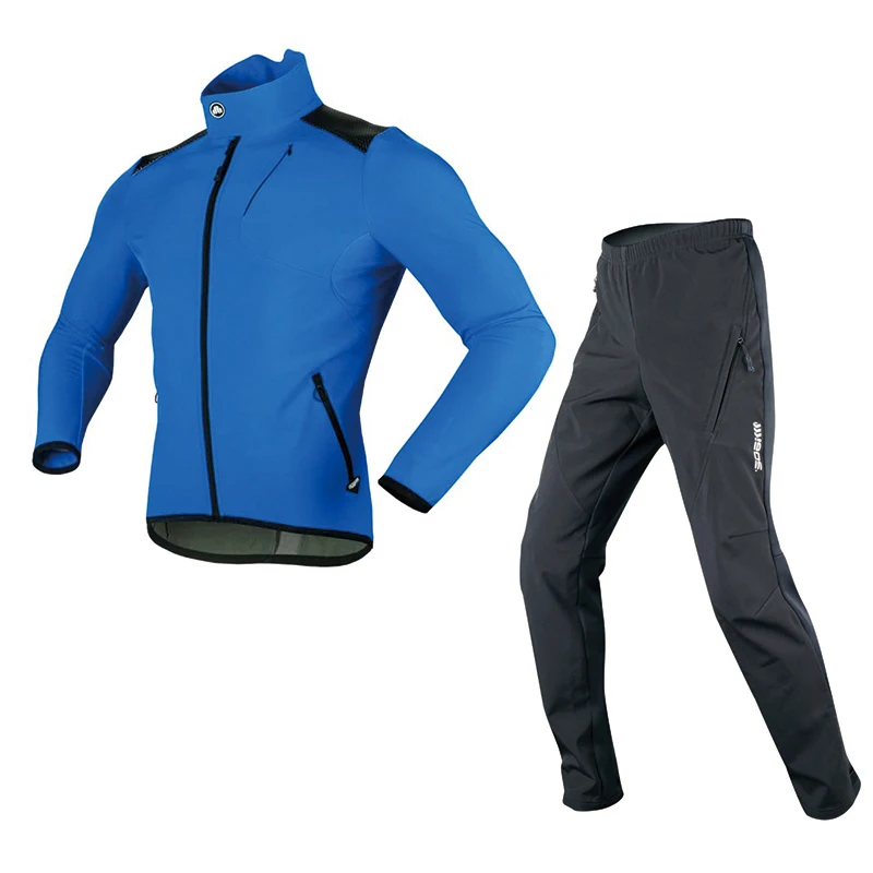 

High Quality Winter Warm Mens XXXL Cycle Suits Fleece Sports Team Bike Jersey Blue Large Size MTB Dirt Cycling suits