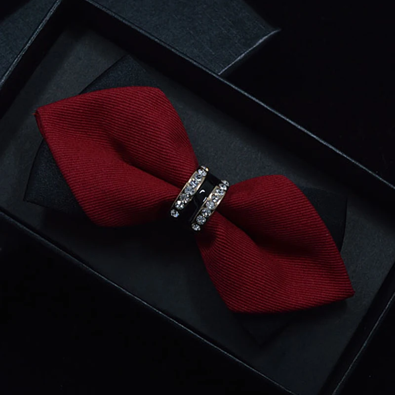 1Piece Bling Crystal Metal Decoration Sharp Corners Bow Tie Butterfly Knot Men's Accessories Wedding Party Banquet Club Business