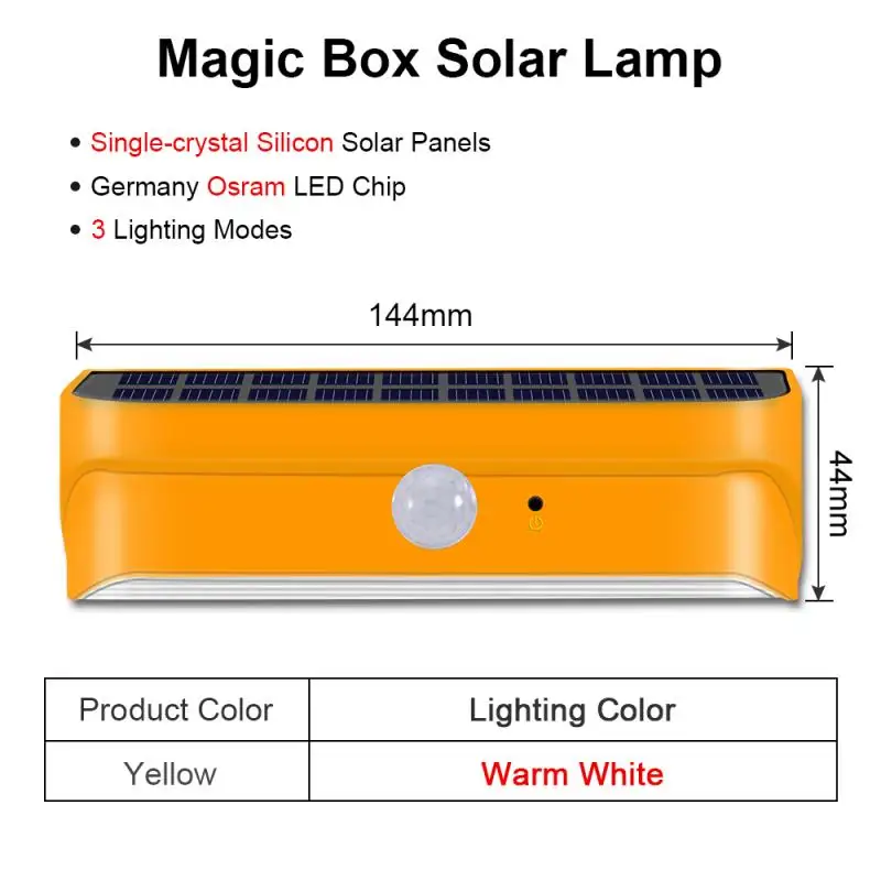 CHIZAO открытый настенный светильник солнечной энергии PIR датчик движения IP65 Водонепроницаемый модный многоцветный энергосберегающий внутренний солнечный свет - Испускаемый цвет: Yellow-Warm White