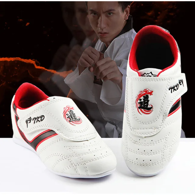 Skid proof Rubber Taekwondo Shoes White Magic Sticker Sports Shoe For