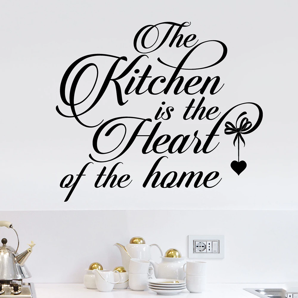 The Kitchen Is The Heart Of The Home Quote Wall Decal Dinning Room Kitchen Family Canteen Cooker Quote Wall Sticker Vinyl Decor (1)