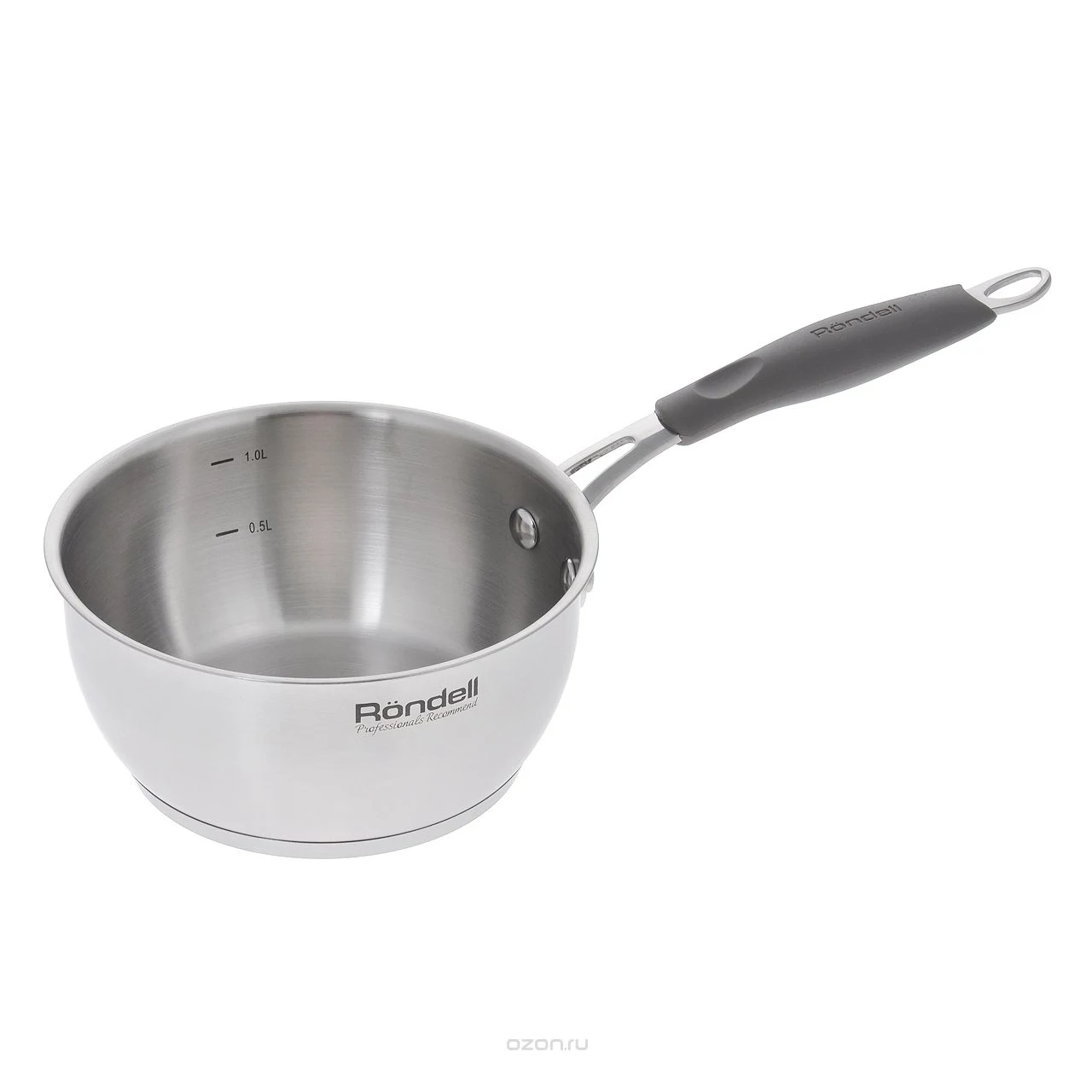 Ковш с крышкой Rondell Balance RDS-752 (Диаметр 16 см, объем 1.4 л, нержавеющая сталь, внутренние отметки литража, подходит для всех типов плит)