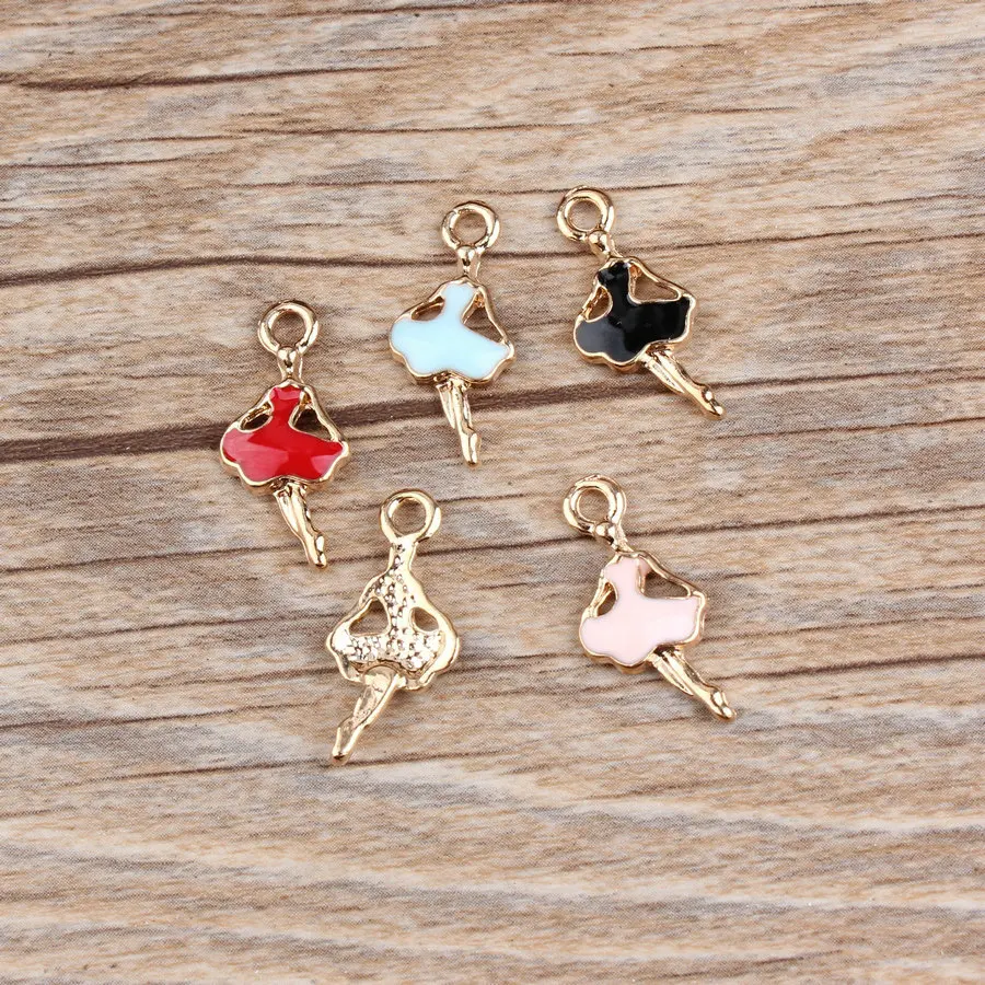 10PCS/Lot 10*22mm Beautiful Ballerina Dancing Ballet Girl Charms