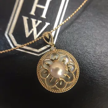 

Luxury genuine G18K Gold Accessories Fashion Pearl Pendant Settings Findings Pendant Mountings Women Accessories Female Jewwelry