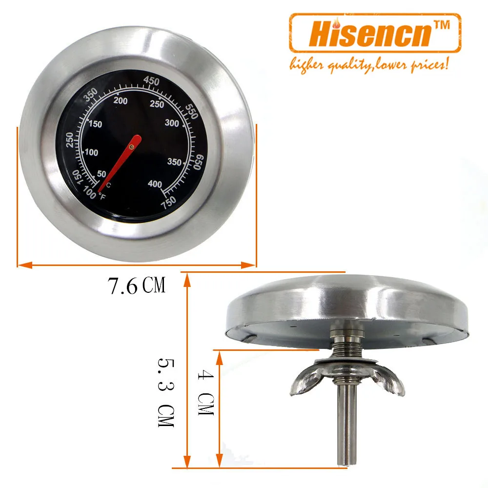 

Hisencn 01T04 Universal Stainless Steel Heat Indicator Thermometer Temp Gauge Replacement for Charbroil, Kenmore Gas Grill Model