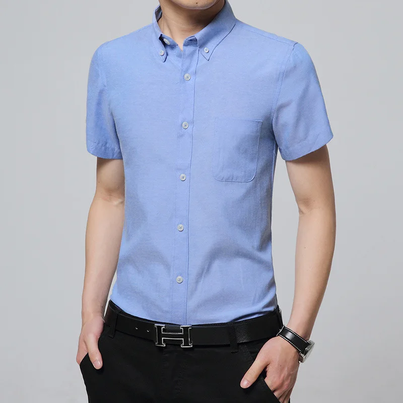 Plus Size Summer Men's Short Shirts Dress High Quality Casual Slim Fit ...