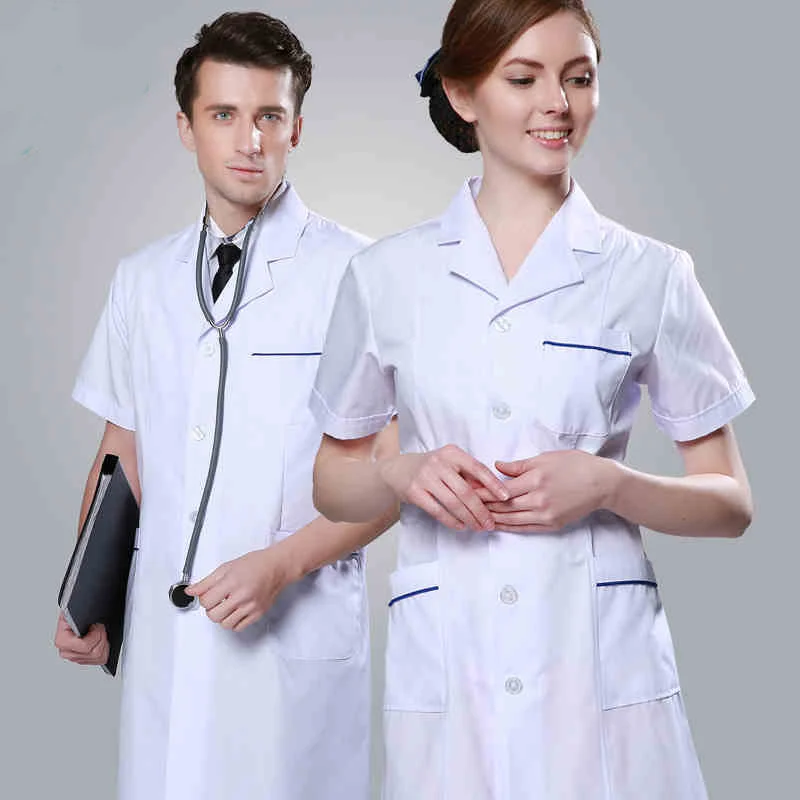 Doctors clothing summer short-sleeved white coat lab nurse dentist pharmacy beauty salon for men and women overalls | Тематическая