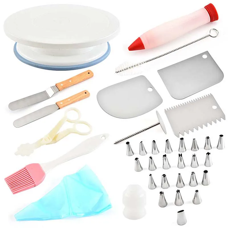 

39Pcs Cake Turntable Set Cake Decorating Kit Dessert Nozzles Decorating Tool Set Icing Tips Spatula Set Kitchen Baking Supplies