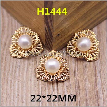 

Wholesale Trendy Alloy gold tone plated pearls core metal hollow flowers shape floating locket charms bracelet/necklace pendants
