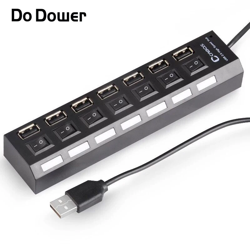 

Do Dower 7 Ports USB Hub with Power on/off Switch Expander Multiple Converter Adapter for MacBook PC Notebook Laptop Splitter