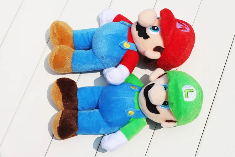 2pcs/lot 25cm Super Mario Bros Plush Toys Mario Lugi Stuffed Dolls Toys Gift for Children