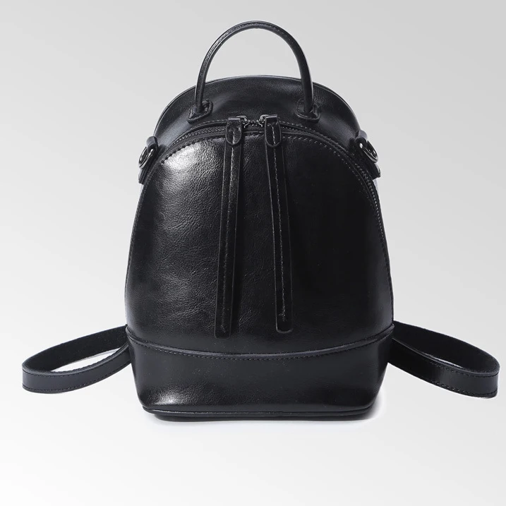 Herald модные рюкзаки для женщин из натуральной кожи, школьная сумка для девочек-подростков, женская сумка на плечо из коровьей кожи - Цвет: BLACK
