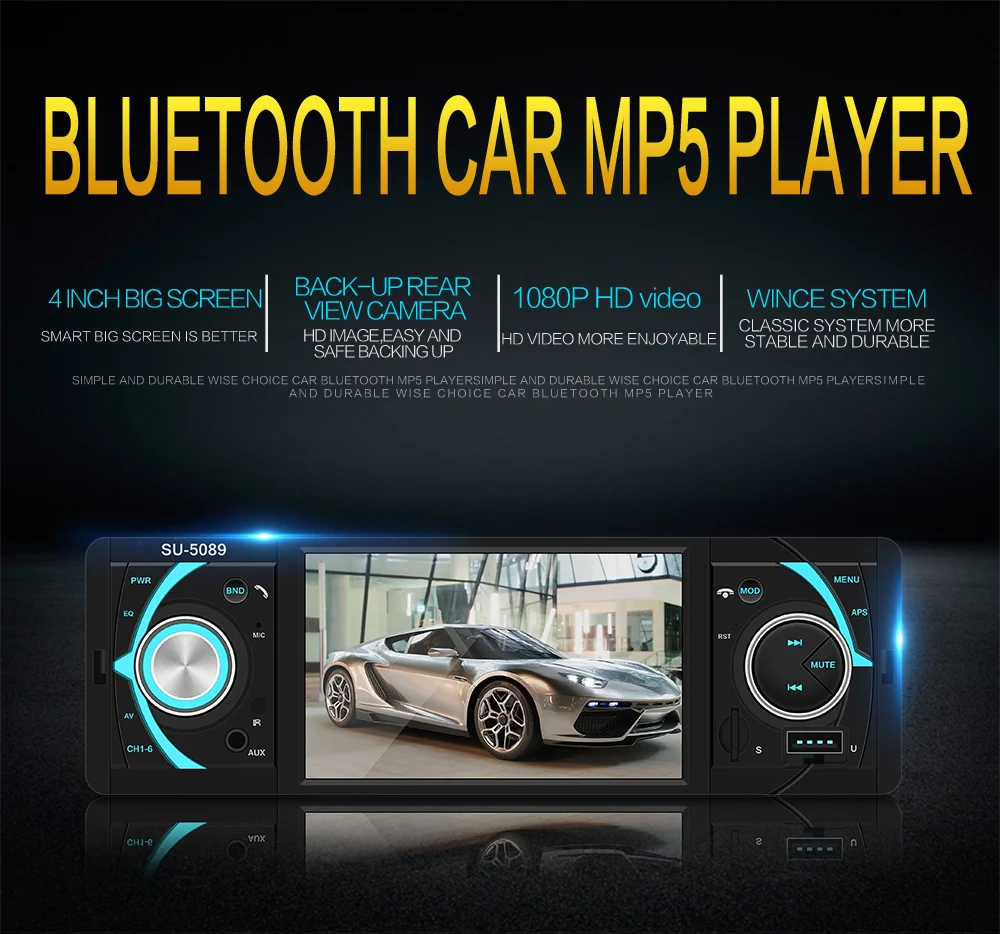 Автомагнитола 1din FM Авторадио Bluetooth мультимедийный MP5 плеер Handsfree автомобильный Авто аудио стерео вид камера рулевое колесо управление