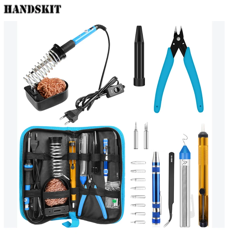 

Handskit Electric Soldering Iron kit 220V 60W Soldering Iron With ON-OFF Switch 8-in-1 Screwdrivers Soldering Iron Tips Stand