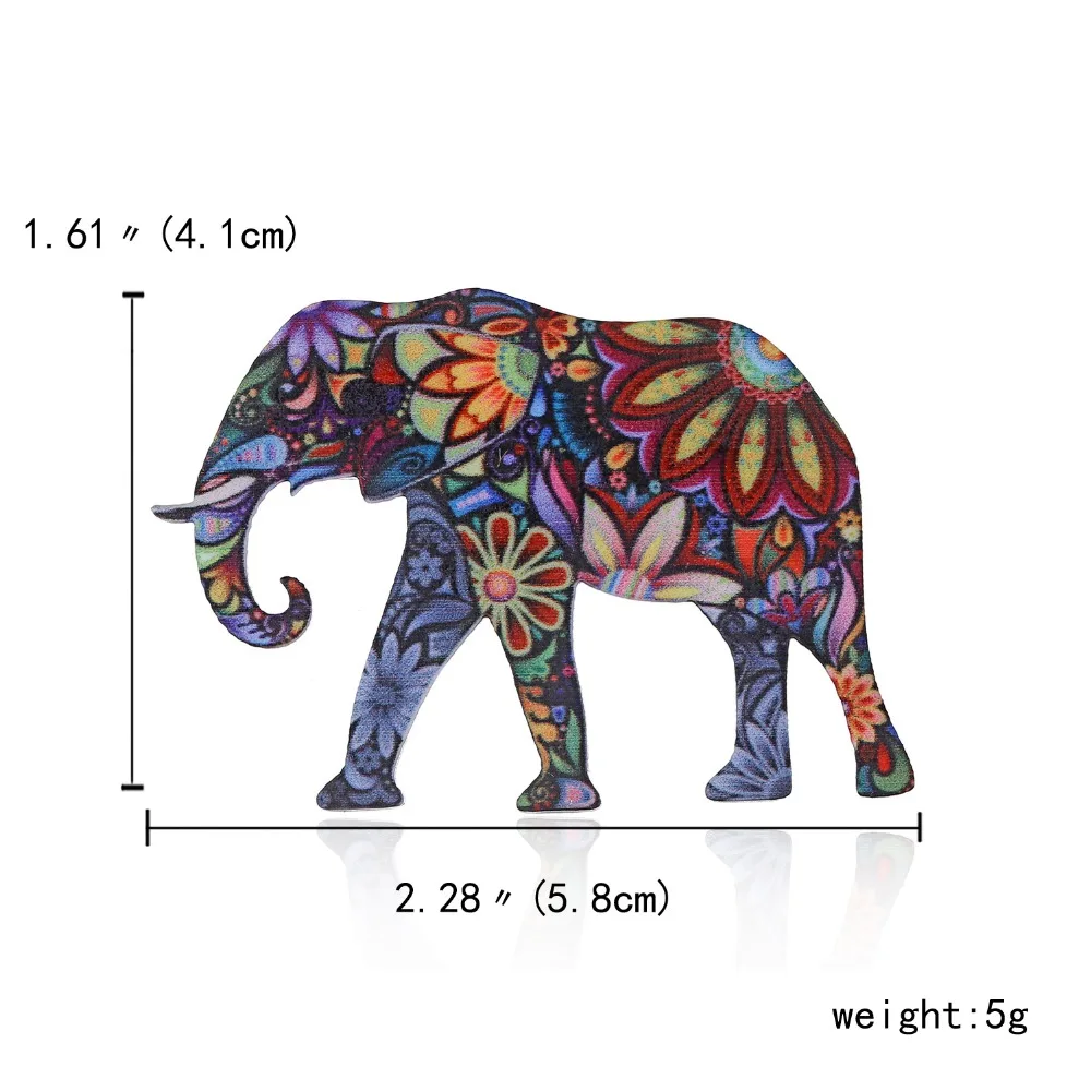 Cartoon Jewelry Acrylic Printing Flower Animal Dog Cat Elephant Horse Brooch Pin