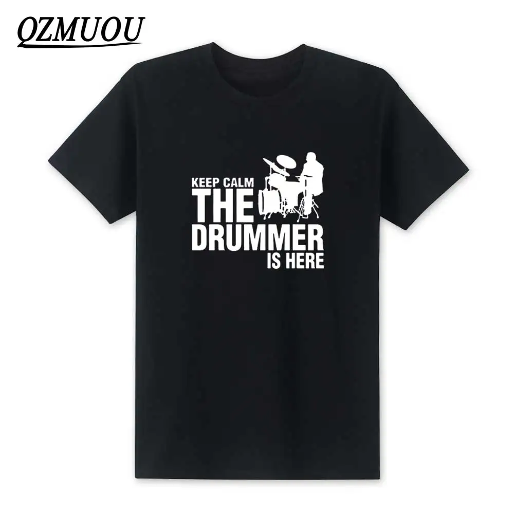 Летние Новые футболки Keep Calm The Drummer Is Here модные хлопковые мужские с барабаном и
