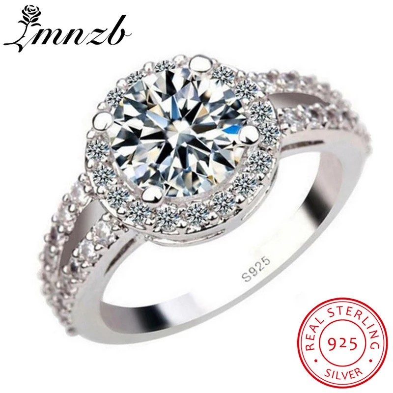 

LMNZB 2ct Zircon Engagement Rings for Women 925 Solid Silver Wedding Rings Female anel Austrian Crystals Fashion Jewelry LR51006