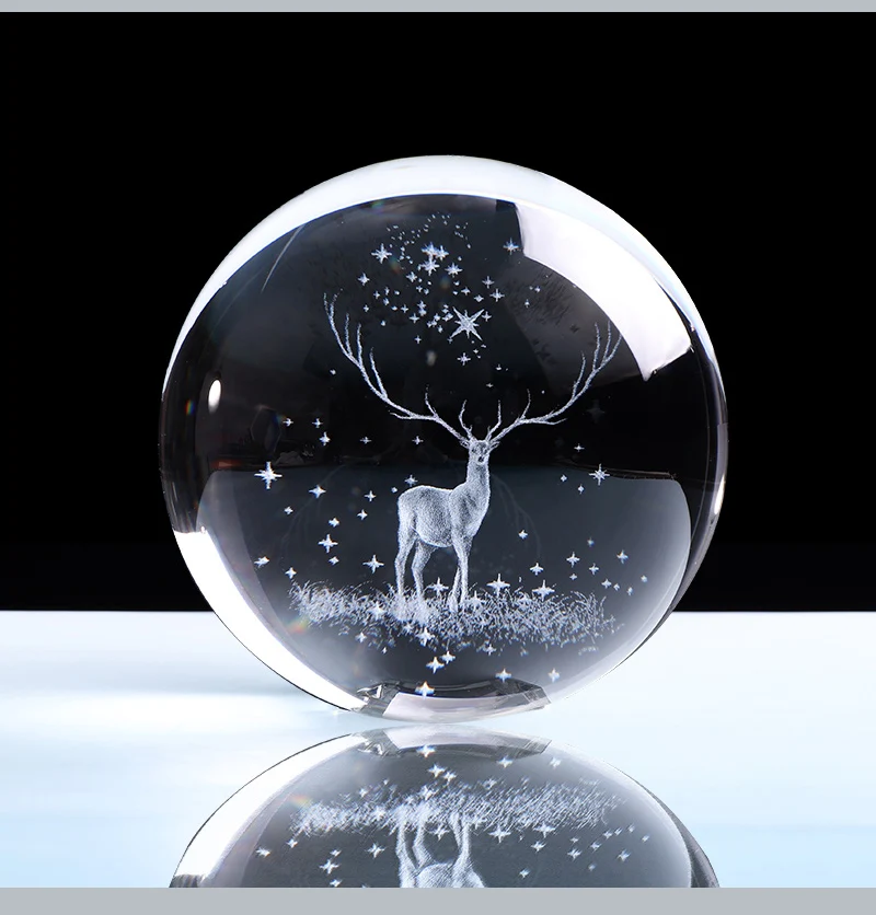 80 мм миниатюрный Wapiti хрустальный шар 3D стекло с лазерной гравировкой Глобус кристалл ремесло Домашний Декор Аксессуары орнамент подарки на день рождения