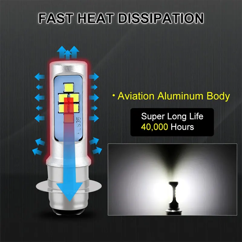 

Front Lamp Headlight High Power LED Light Motorcycle Light High Low Beam P15D LED Universal