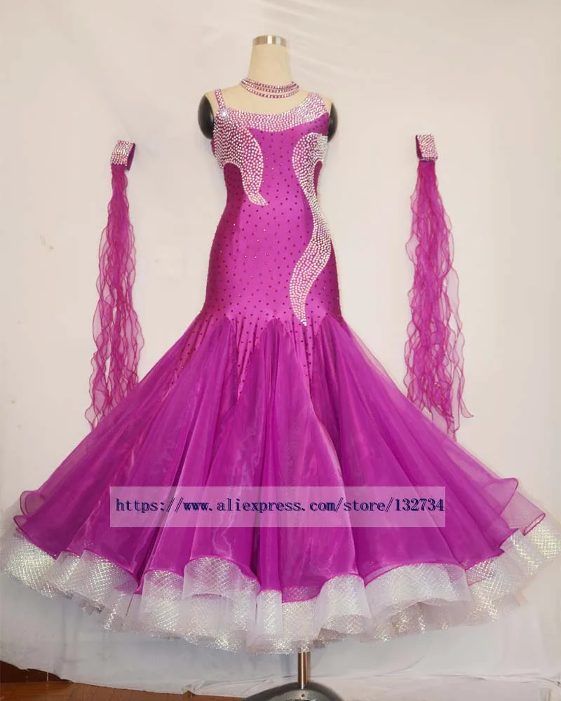 

Women Ballroom Dance Competition Dresses Lady Sparkle Green Modern Tango Waltz Costumes New Style Standard Ballroom Dress B-0534