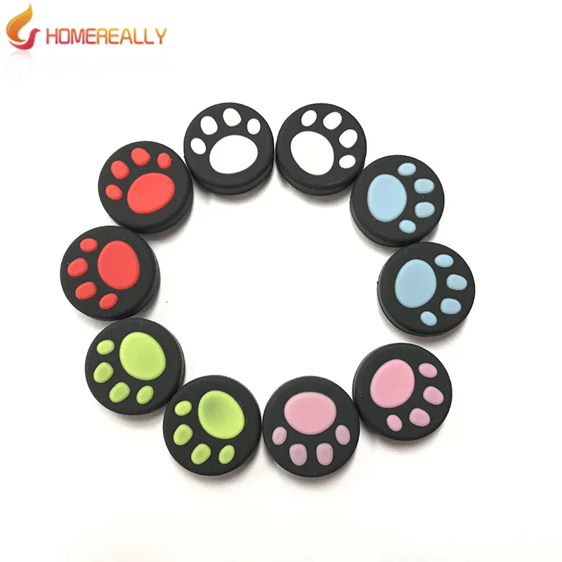 

HOMEREALLY Colorful 6pcs Catmark Footmark colorful Silicone Cap Thumb Stick Joystick Rubber Cover For Nintendo Switch Controller
