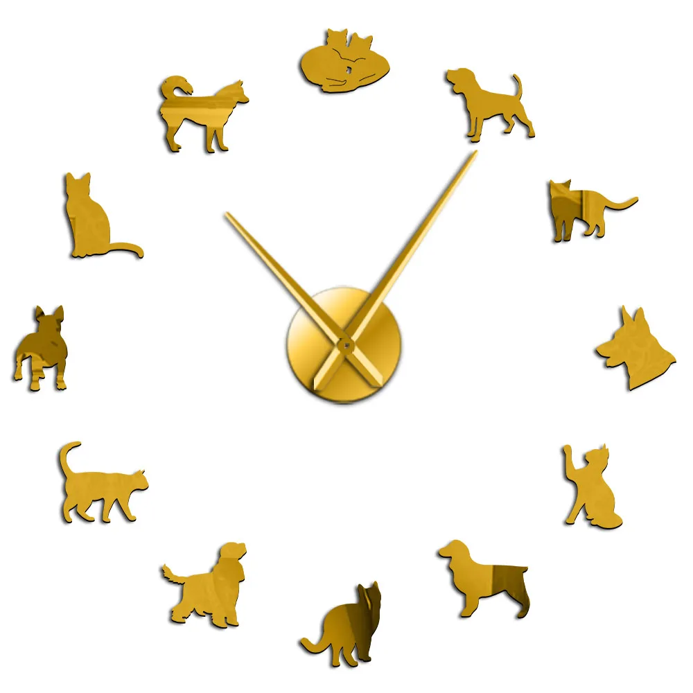 Lovely Dog and Cat DIY Giant Wall Clock Home Decor Wall Art Clock Veterinary Frameless Large Wall Watch Animal Lovers Vet Gifts - Цвет: DIY-252